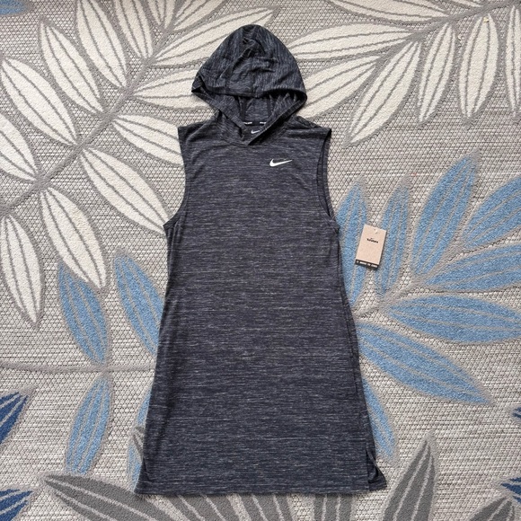 Nike Swim Essential Women's Hooded Cover-Up Dress NWT Size Small Heathered Black - Picture 3 of 8